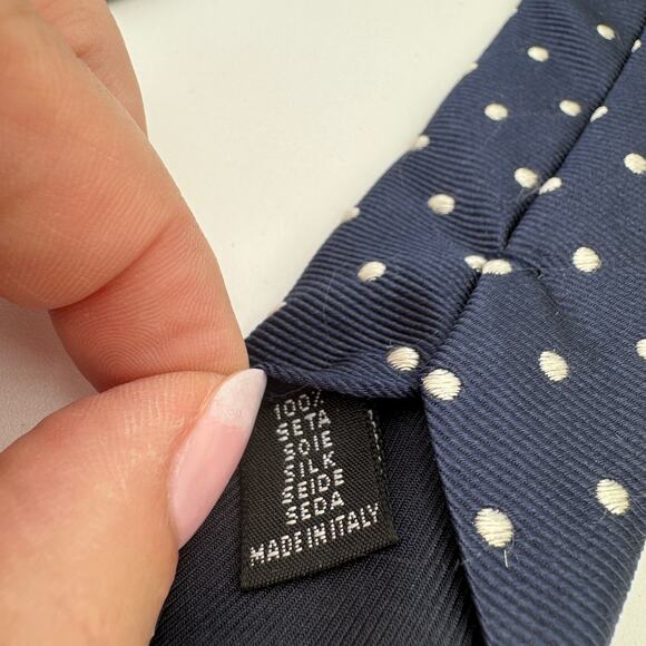 Arthur & Fox  Navy & White Polka Dot Tie Silk Italy - Picture 4 of 4